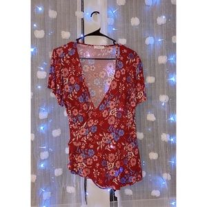 Floral Wrap Blouse